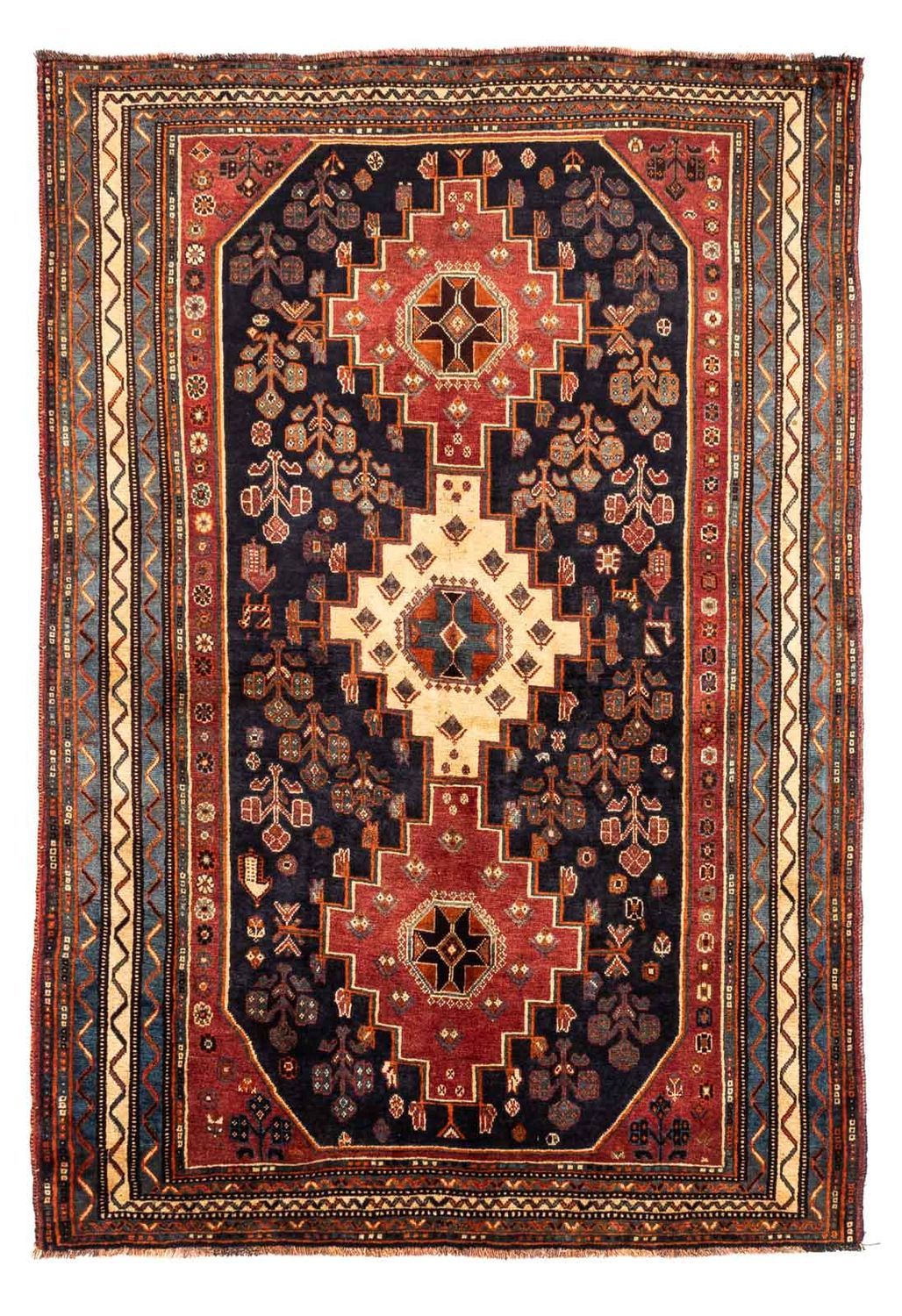 Persisk tæppe - Nomadisk - 246 x 160 cm - mørkeblå