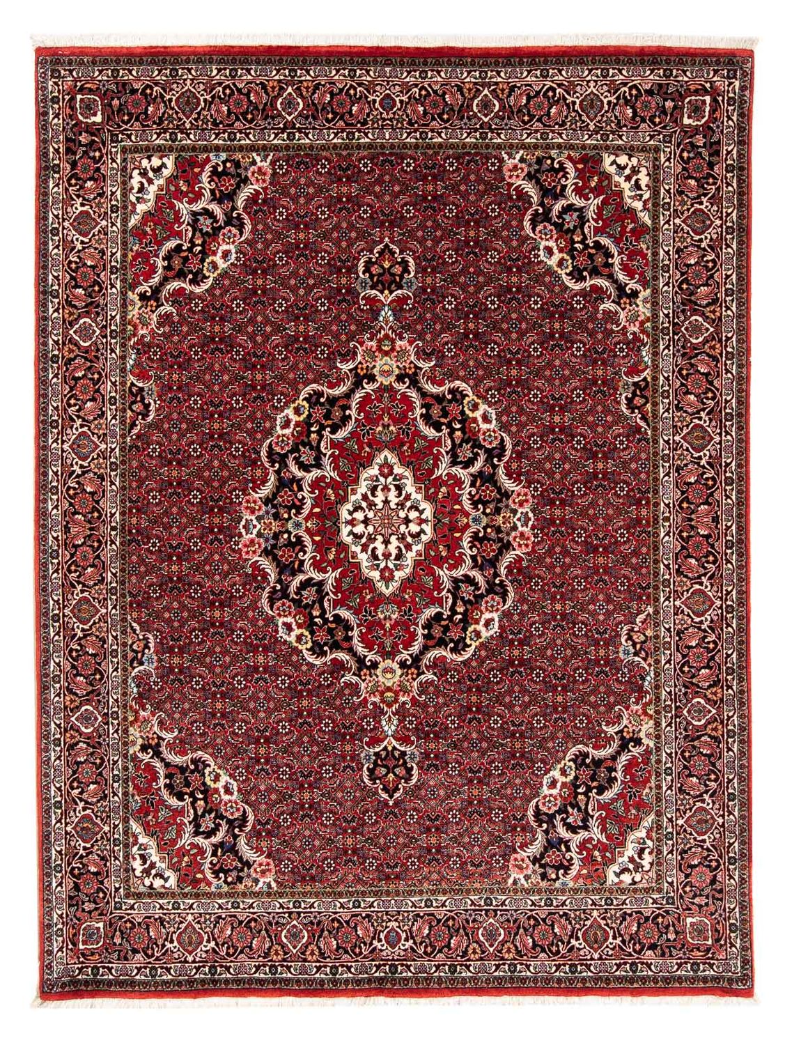 Persisk tæppe - Bijar - 229 x 172 cm - mørkerød