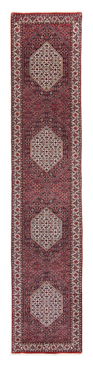 Løber Persisk tæppe - Bijar - 415 x 78 cm - mørkerød