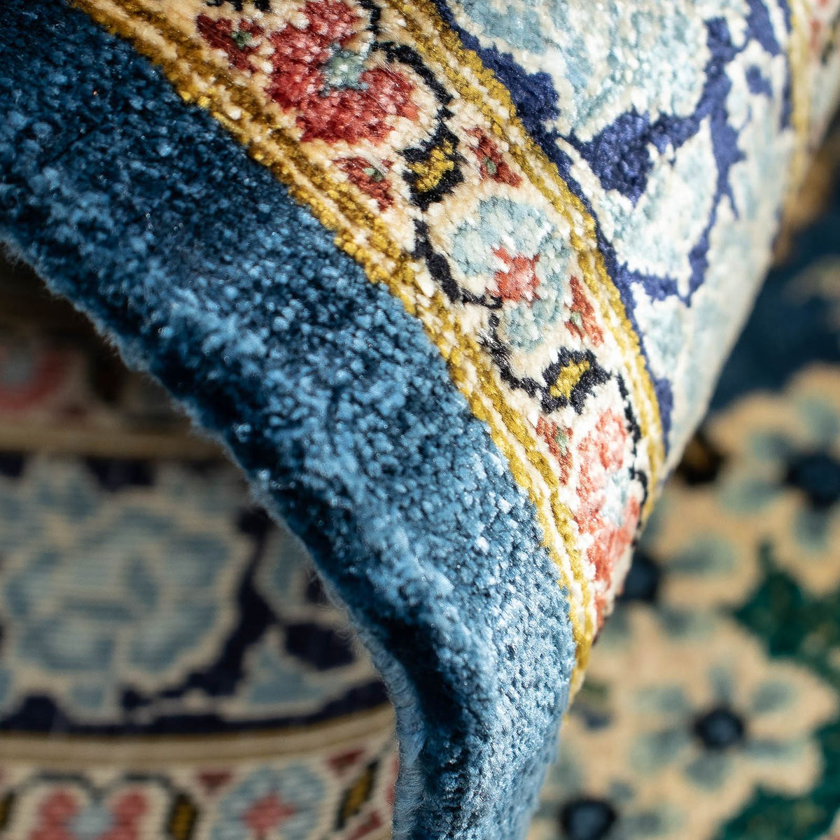 Persisk tæppe - Ghom - 86 x 58 cm - blå