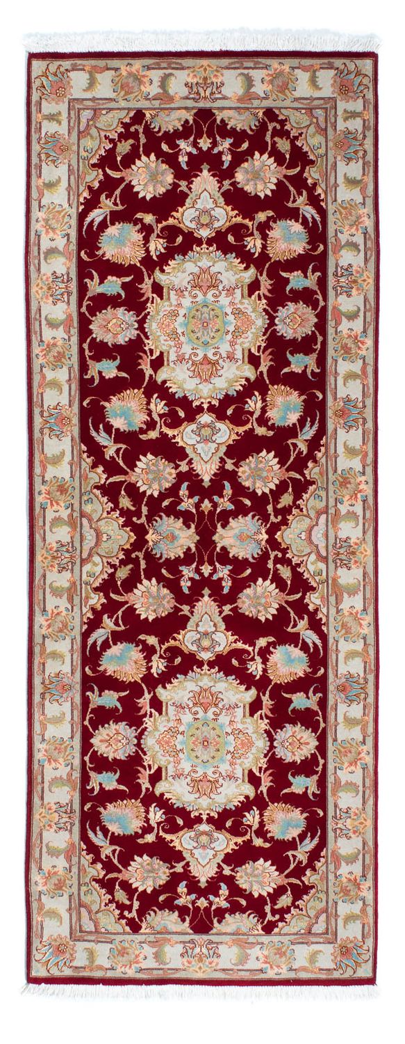 Løber Persisk tæppe - Tabriz - 206 x 78 cm - mørkerød