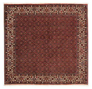 Persisk tæppe - Bijar firkantet  - 203 x 197 cm - mørkerød