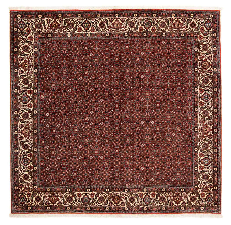 Persisk tæppe - Bijar firkantet  - 203 x 197 cm - mørkerød