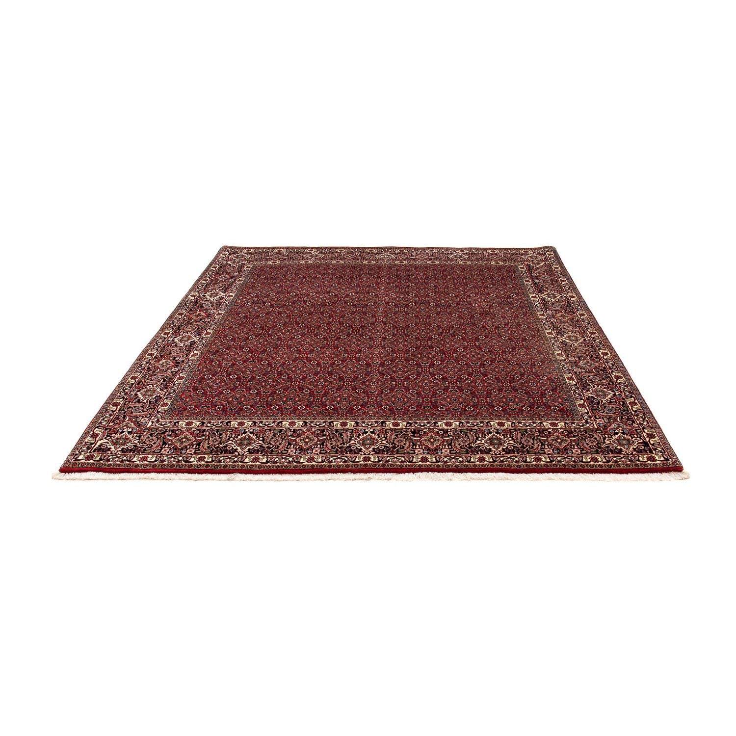 Persisk tæppe - Bijar firkantet  - 205 x 205 cm - mørkerød