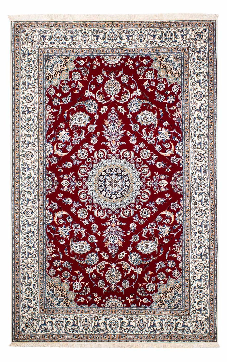 Persisk tæppe - Nain - Premium - 242 x 158 cm - mørkerød