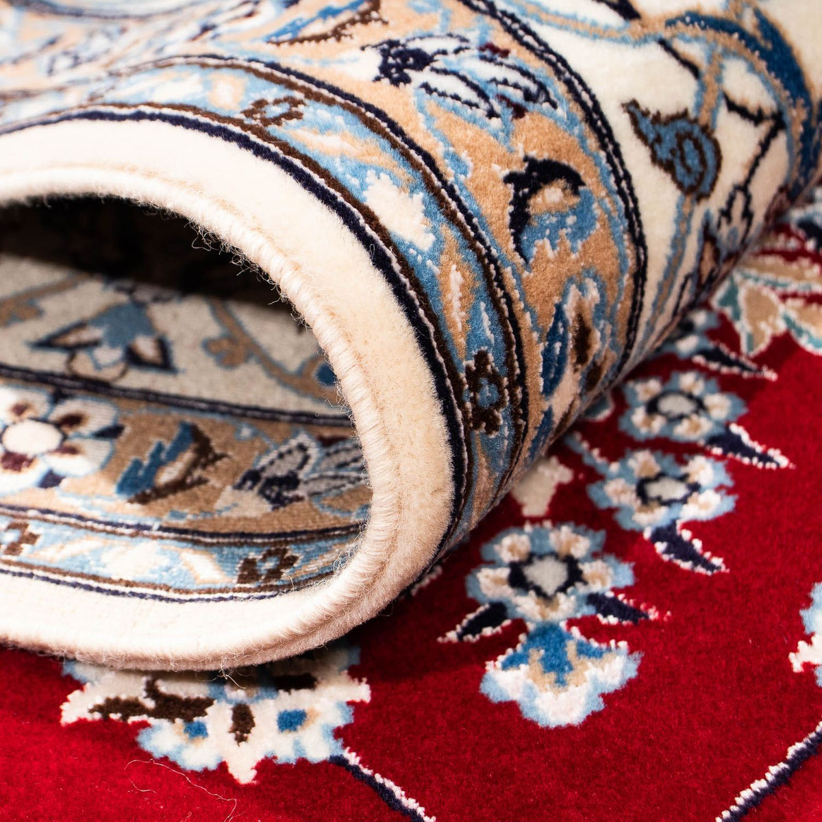 Persisk tæppe - Nain - Premium - 242 x 158 cm - mørkerød