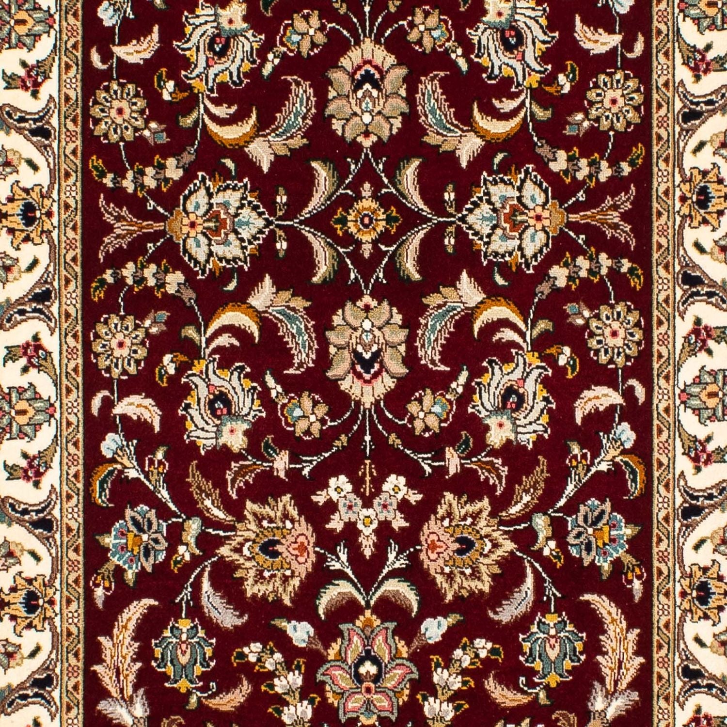 Løber Persisk tæppe - Tabriz - Royal - 317 x 88 cm - mørkerød