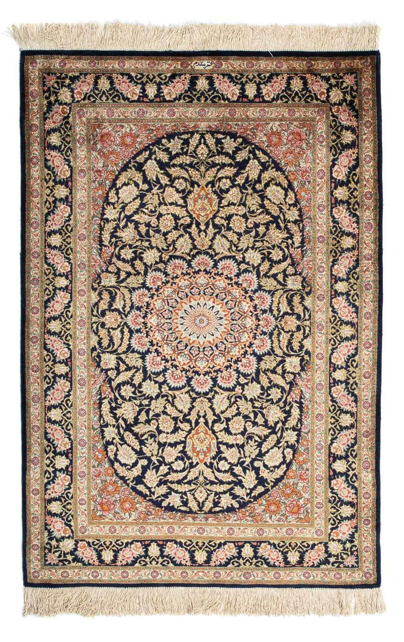 Persisk tæppe - Ghom - 120 x 79 cm - mørkeblå
