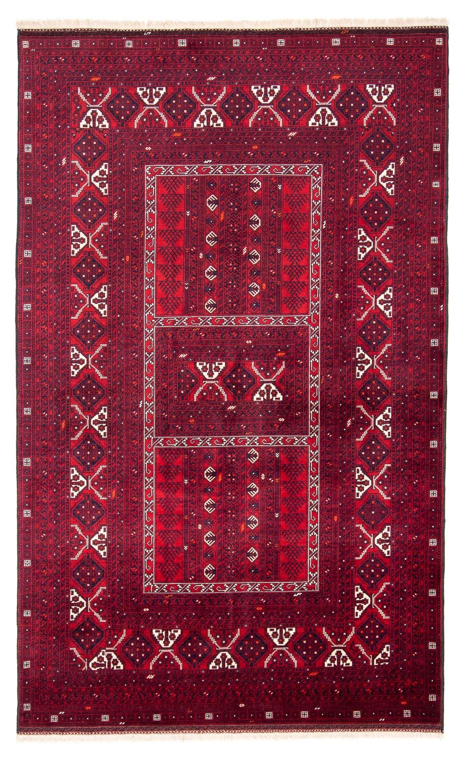 Turkaman-tæppe - 249 x 160 cm - mørkerød