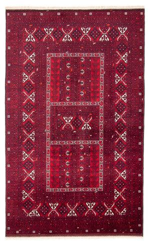 Turkaman-tæppe - 249 x 160 cm - mørkerød