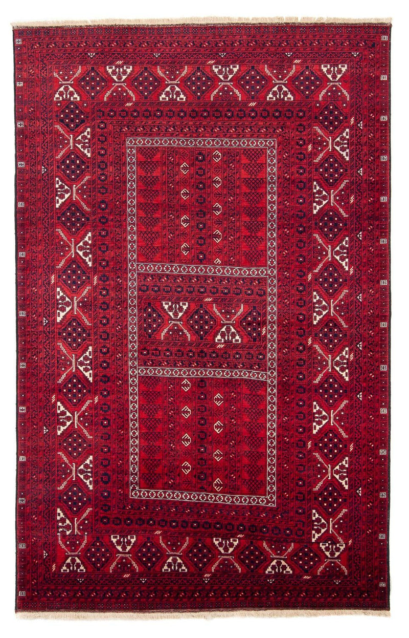 Turkaman-tæppe - 248 x 163 cm - mørkerød