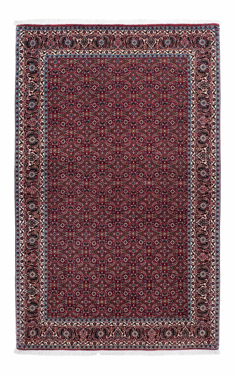 Persisk tæppe - Bijar - 214 x 133 cm - mørkerød