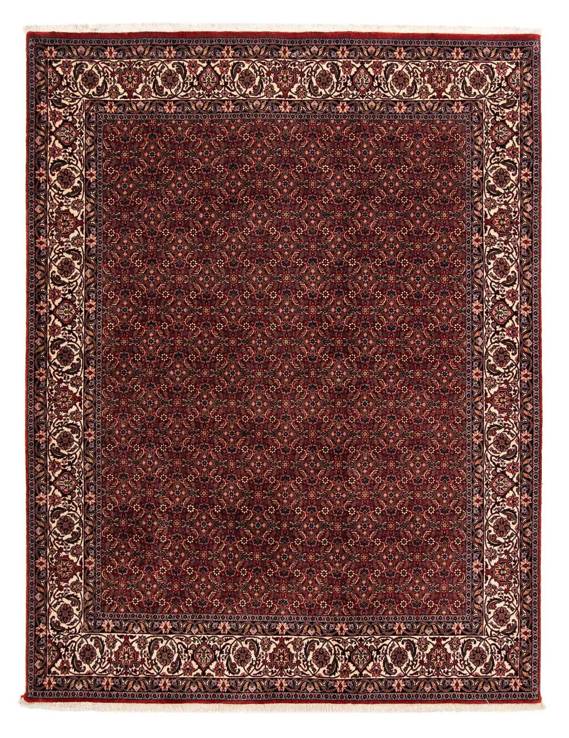 Persisk tæppe - Bijar - 254 x 198 cm - mørkerød