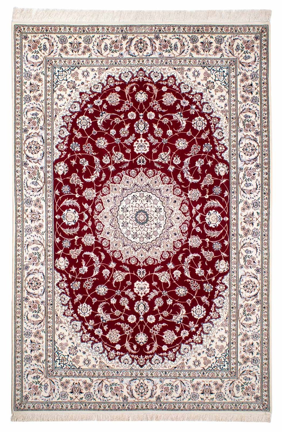 Persisk tæppe - Nain - Premium - 227 x 153 cm - mørkerød