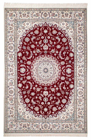 Persisk tæppe - Nain - Premium - 227 x 153 cm - mørkerød