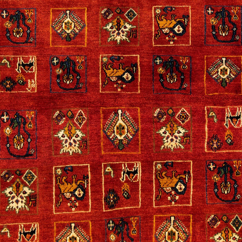 Gabbeh-tæppe - Kashkuli Persisk - 214 x 145 cm - mørkerød