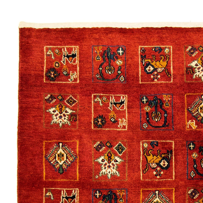 Gabbeh-tæppe - Kashkuli Persisk - 214 x 145 cm - mørkerød