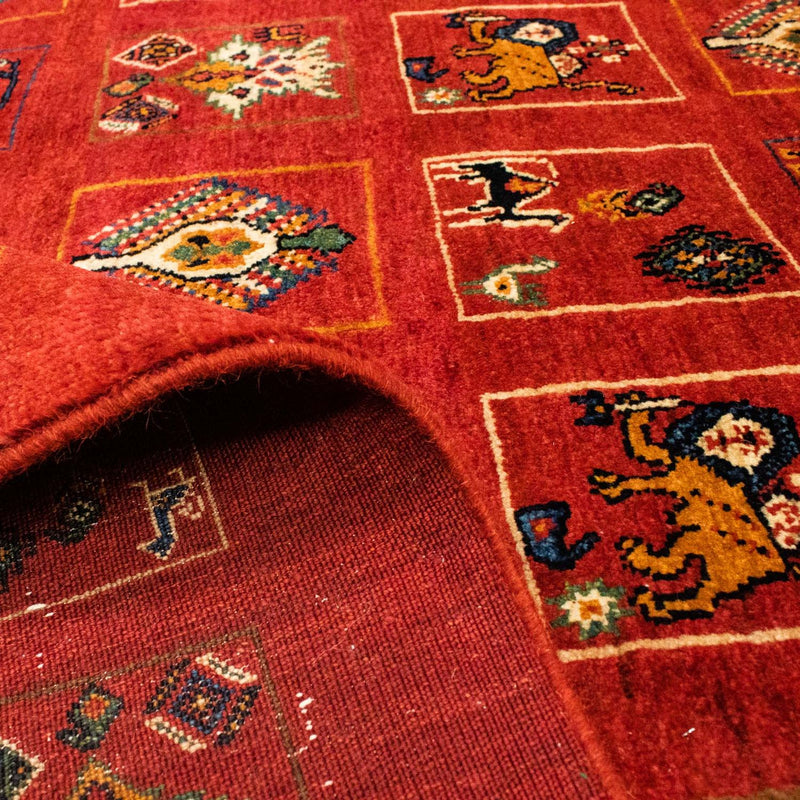 Gabbeh-tæppe - Kashkuli Persisk - 214 x 145 cm - mørkerød