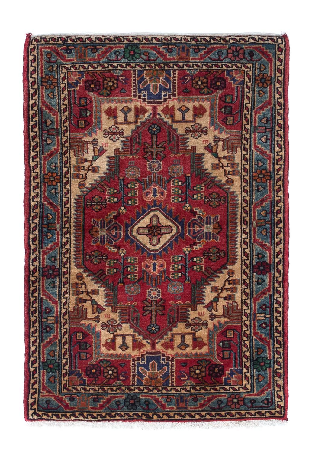 Persisk tæppe - Nomadisk - 125 x 83 cm - mørkerød