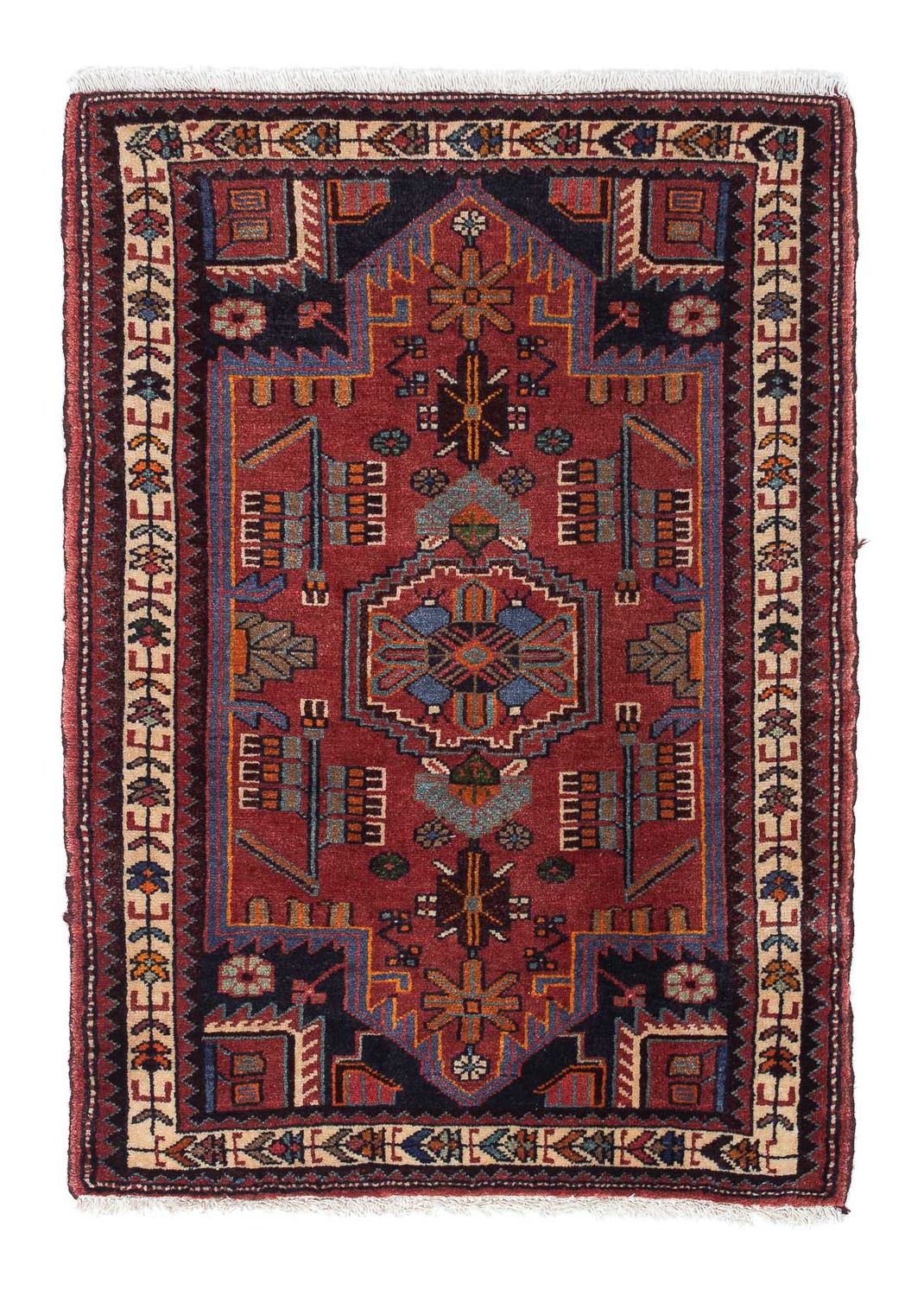 Persisk tæppe - Nomadisk - 118 x 81 cm - mørkerød