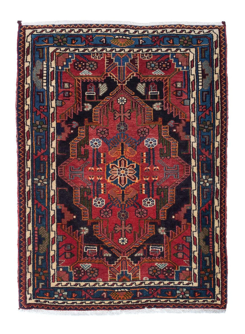 Persisk tæppe - Nomadisk - 125 x 90 cm - mørkerød
