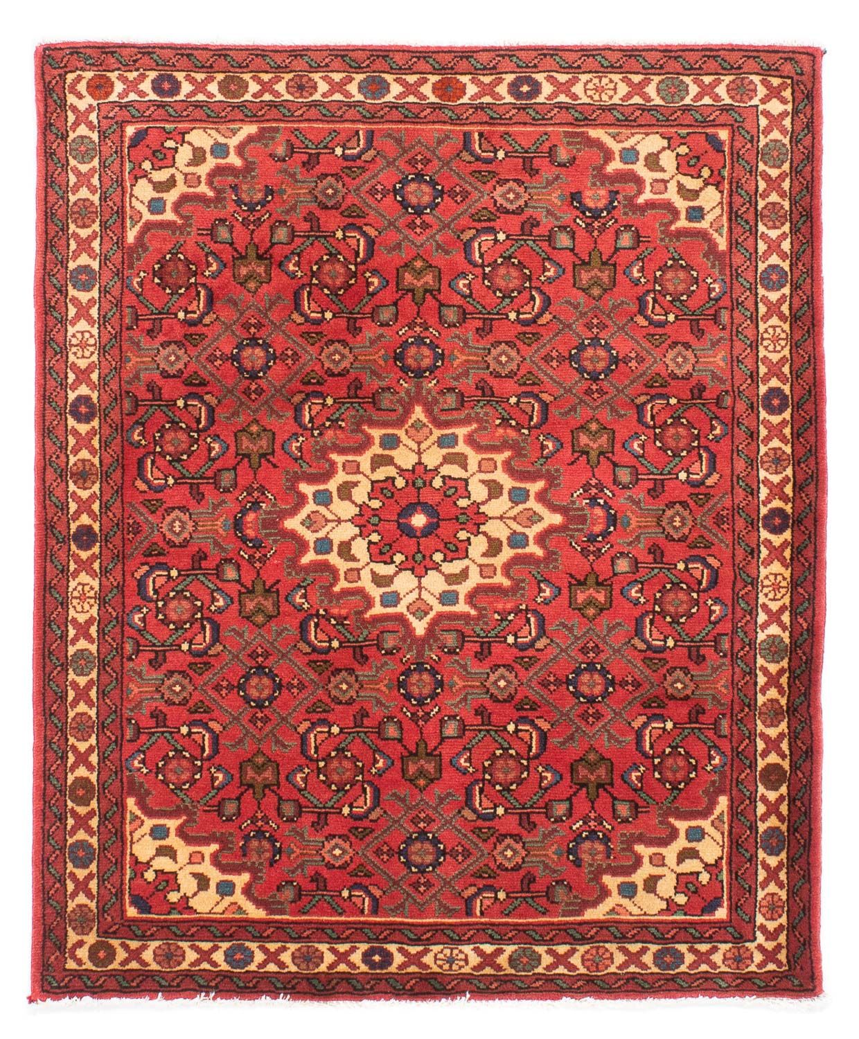 Persisk tæppe - Nomadisk - 135 x 110 cm - lysrød
