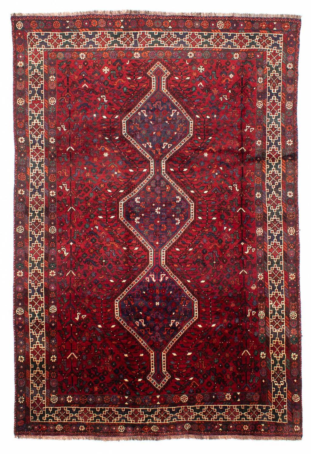 Persisk tæppe - Nomadisk - 300 x 208 cm - mørkerød