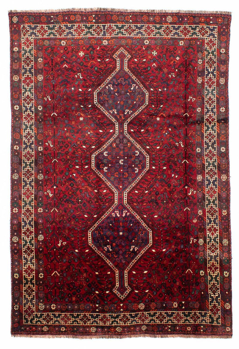 Persisk tæppe - Nomadisk - 300 x 208 cm - mørkerød