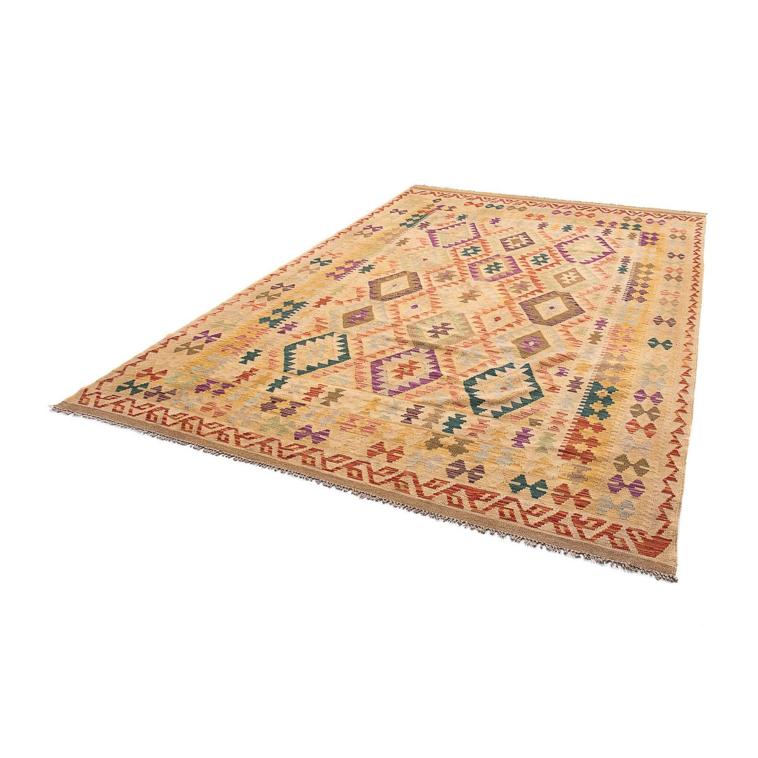 Kelim Carpet - Splash - 295 x 196 cm - lys brun