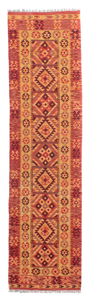 Løber Kelim Carpet - Splash - 299 x 73 cm - lysrød