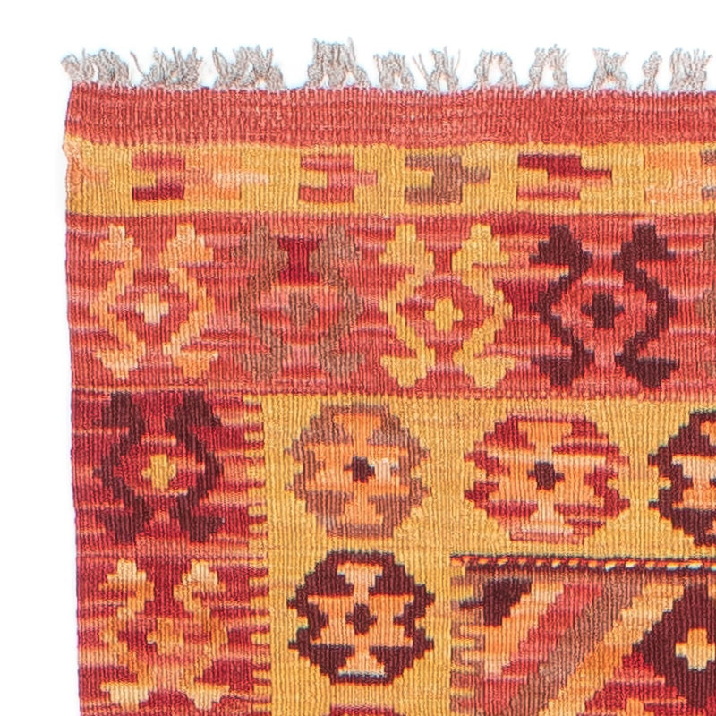 Løber Kelim Carpet - Splash - 299 x 73 cm - lysrød