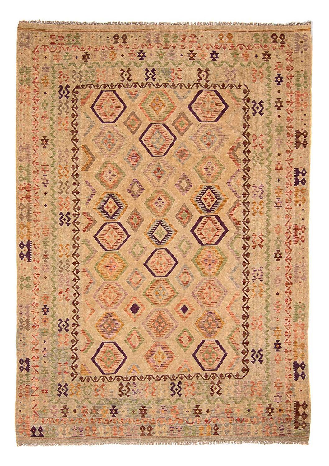 Kelim Carpet - Splash - 290 x 200 cm - lys brun