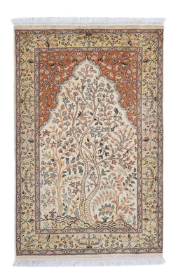 Silketæppe - Kashmir Silk - 124 x 76 cm - beige