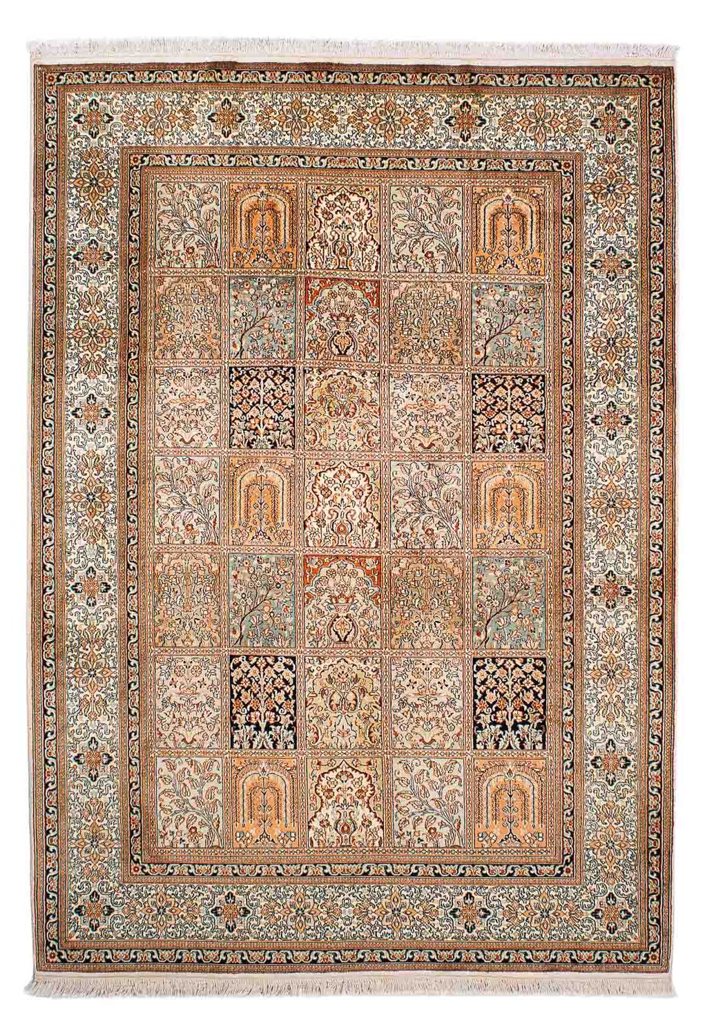 Silketæppe - Kashmir Silk - 221 x 158 cm - flerfarvet