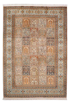 Silketæppe - Kashmir Silk - 221 x 158 cm - flerfarvet