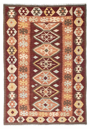 Kelim-tæppe - orientalsk - 197 x 141 cm - brun