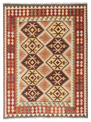 Kelim-tæppe - orientalsk - 201 x 153 cm - beige