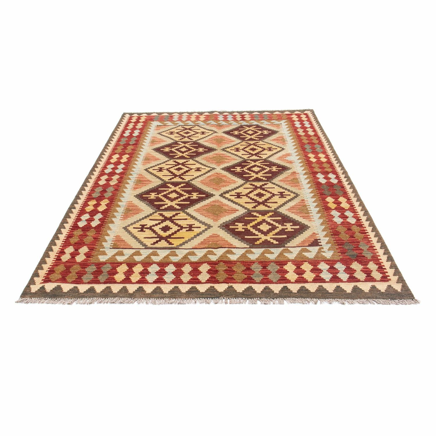 Kelim-tæppe - orientalsk - 201 x 153 cm - beige