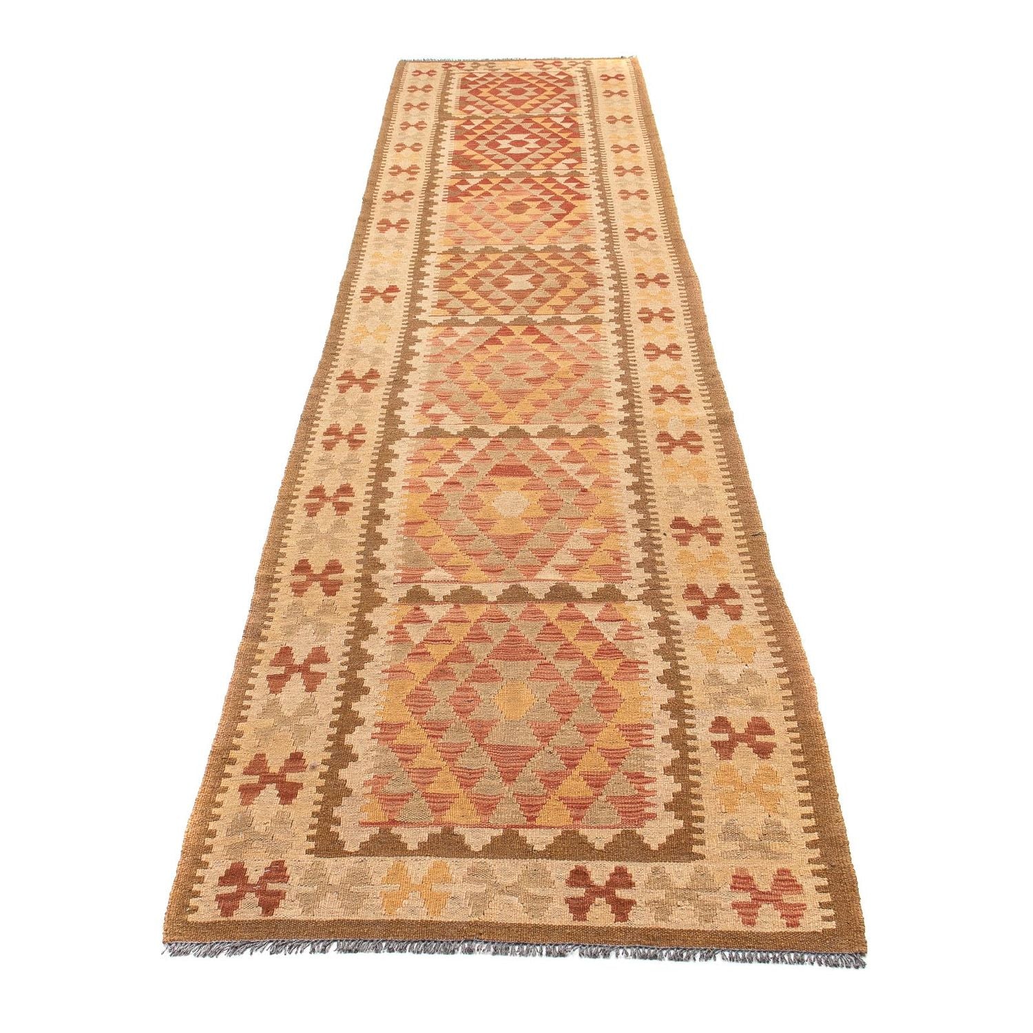Løber Kelim Carpet - Splash - 405 x 85 cm - flerfarvet