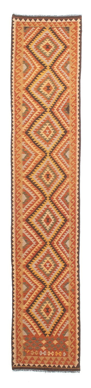 Løber Kelim Carpet - Splash - 394 x 76 cm - flerfarvet