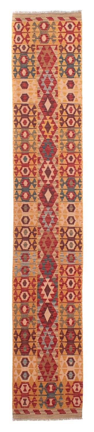 Løber Kelim Carpet - Splash - 394 x 70 cm - flerfarvet