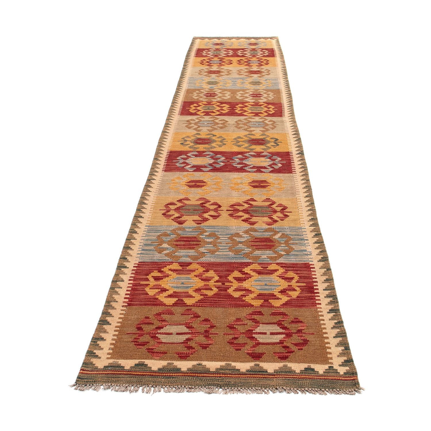 Løber Kelim Carpet - Splash - 407 x 76 cm - flerfarvet