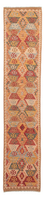Løber Kelim Carpet - Splash - 390 x 76 cm - lysrød