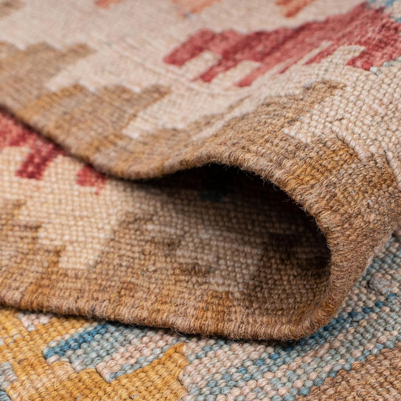 Løber Kelim Carpet - Splash - 390 x 76 cm - lysrød