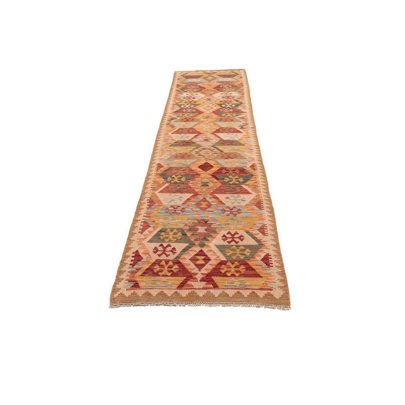 Løber Kelim Carpet - Splash - 390 x 76 cm - lysrød