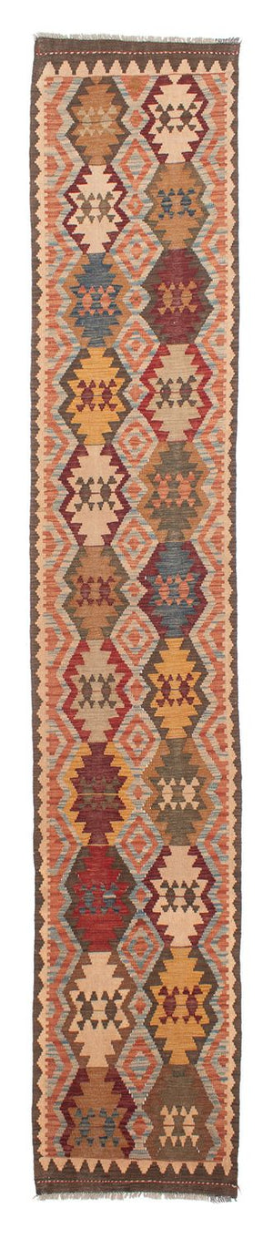 Løber Kelim Carpet - Splash - 387 x 70 cm - flerfarvet