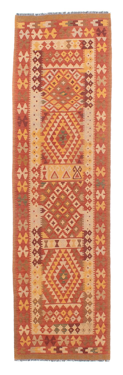 Løber Kelim Carpet - Splash - 323 x 90 cm - lysrød
