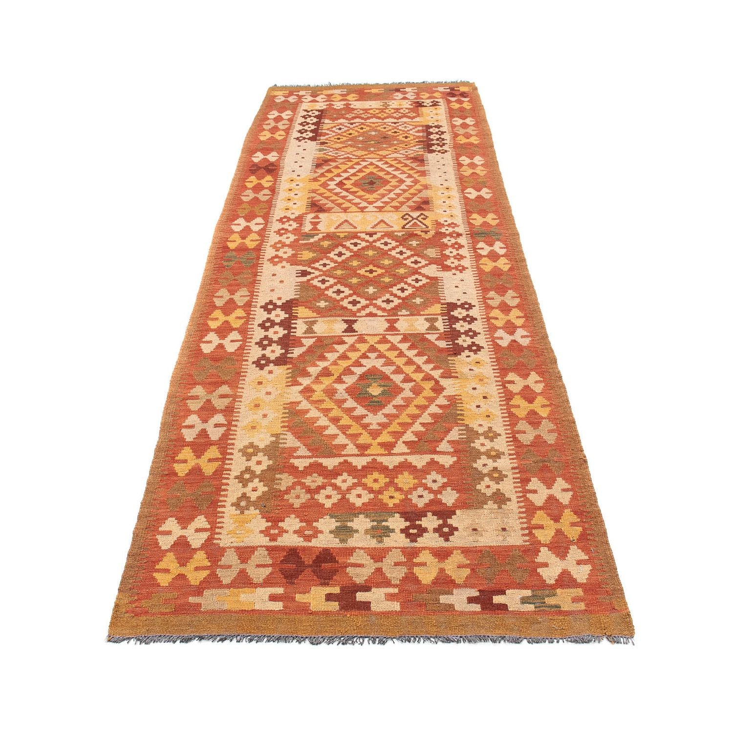 Løber Kelim Carpet - Splash - 323 x 90 cm - lysrød