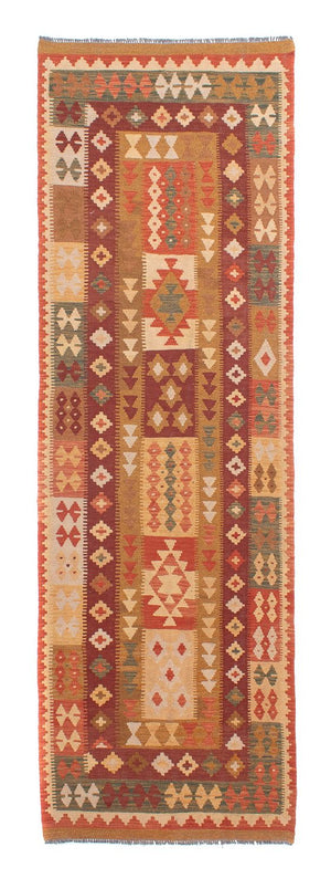 Løber Kelim Carpet - Splash - 309 x 93 cm - lysrød