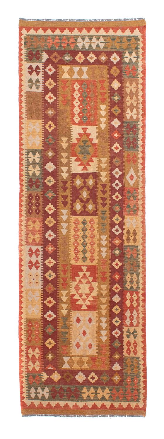 Løber Kelim Carpet - Splash - 309 x 93 cm - lysrød